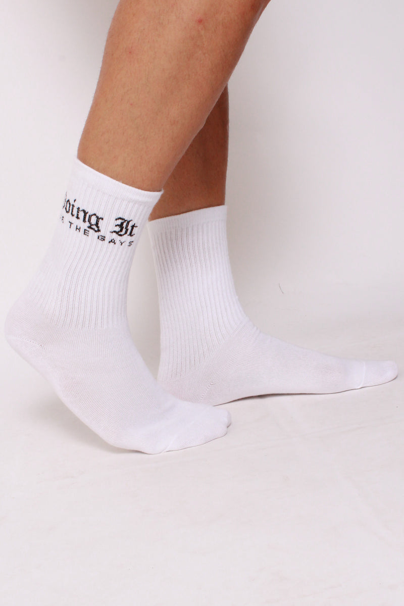 "Doing It For The Gays" Socks in White