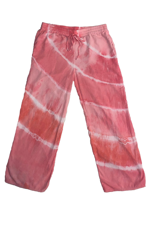 Wide Leg Pant In Coral Tie-Dye