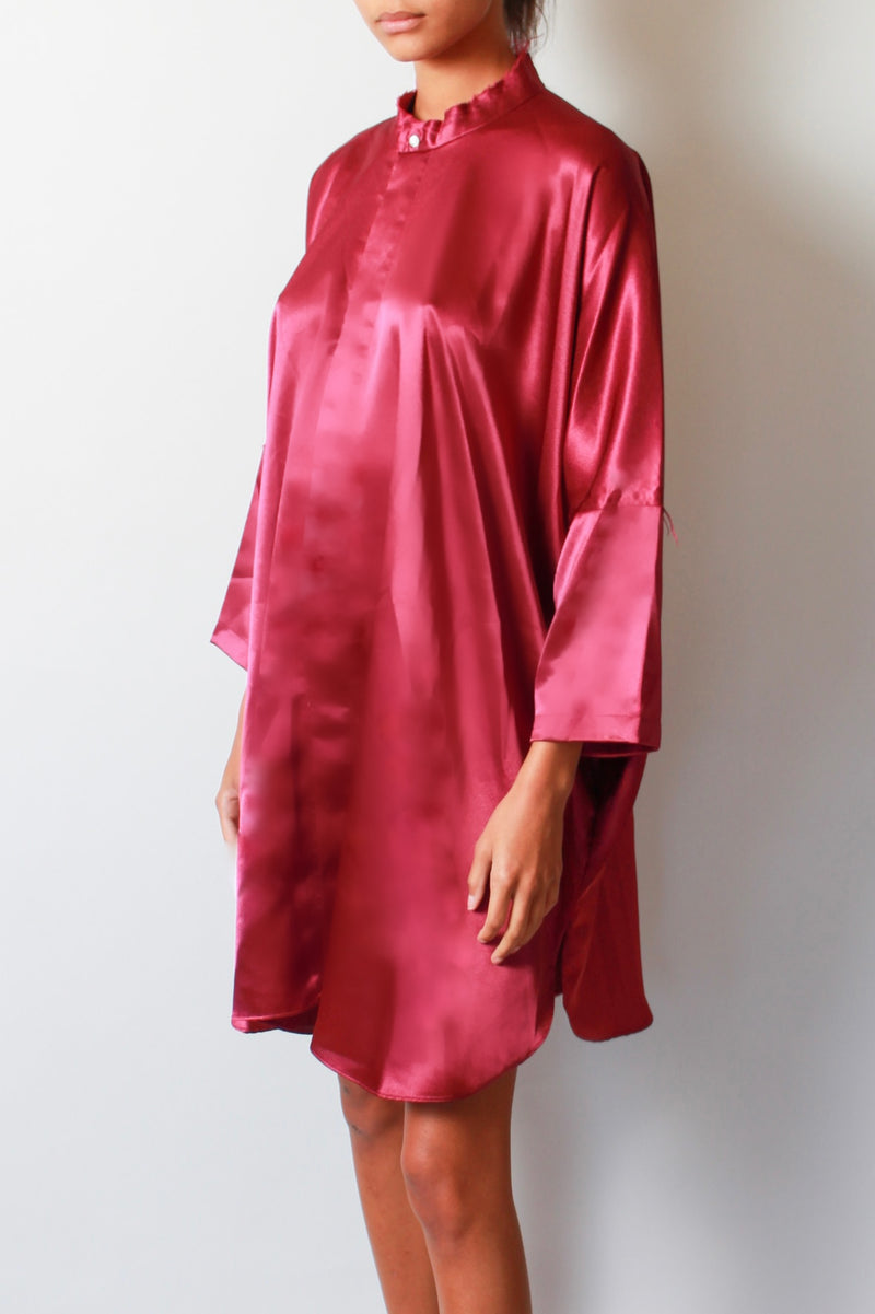 LS Kaftan Tunic in Cherry Satin
