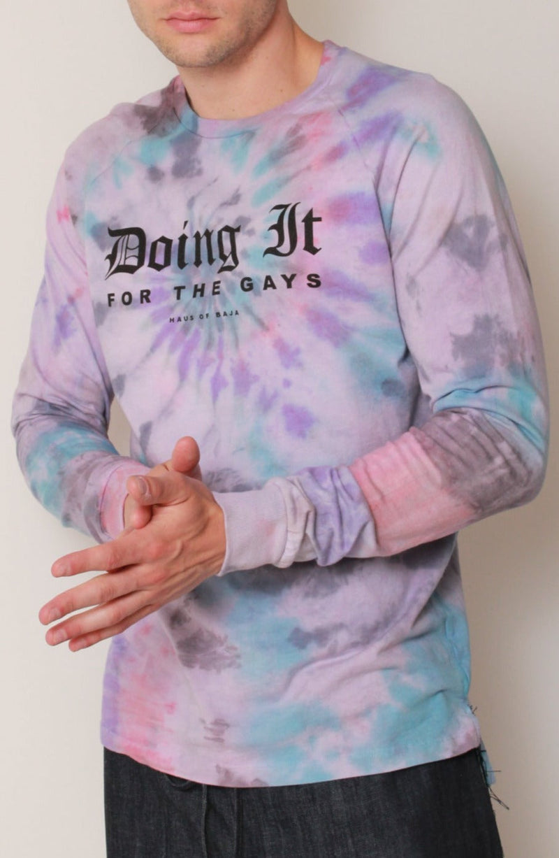 "Doing It" LS Tee in Purple Haze Tie-Dye