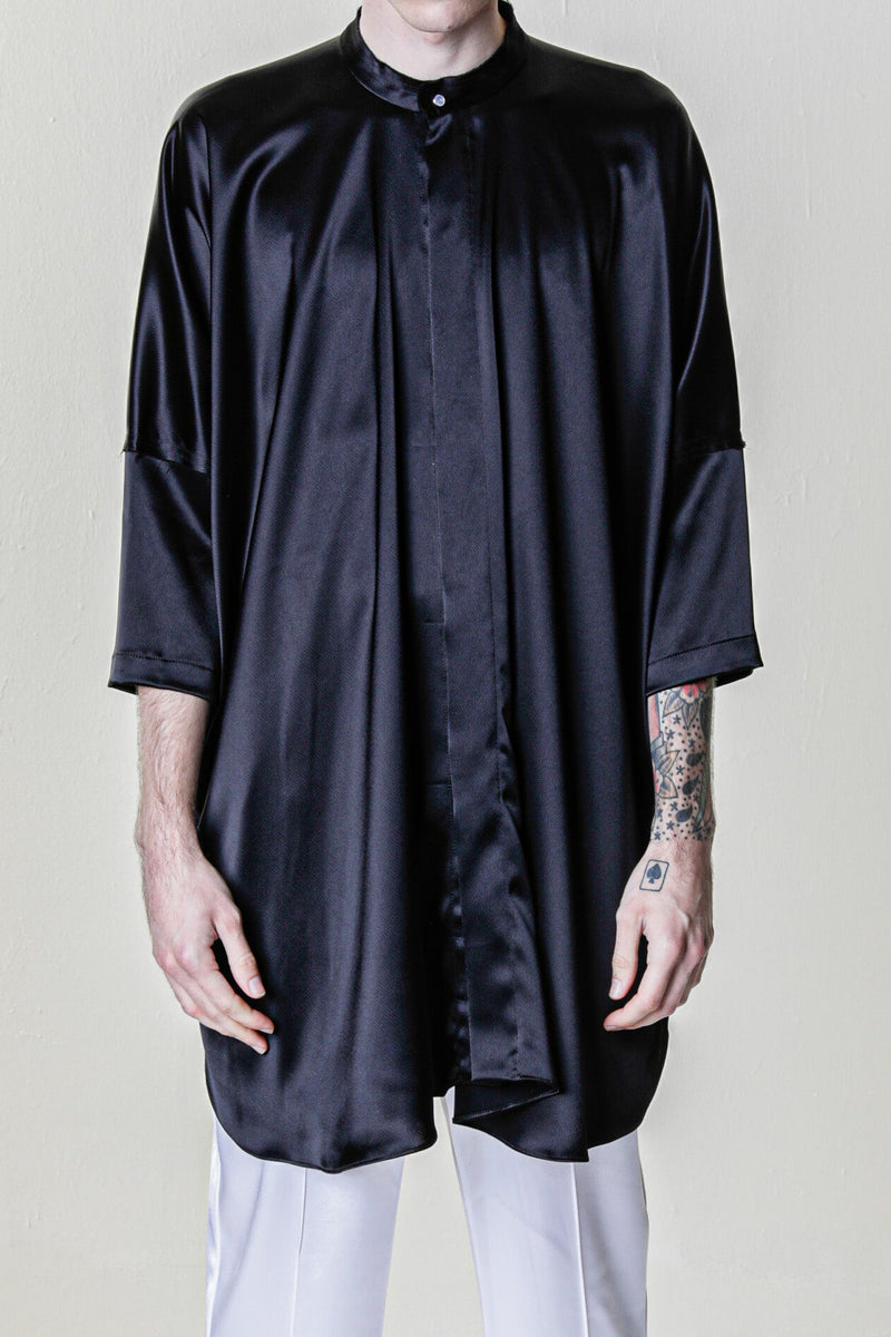 LS Kaftan Tunic in Black Satin