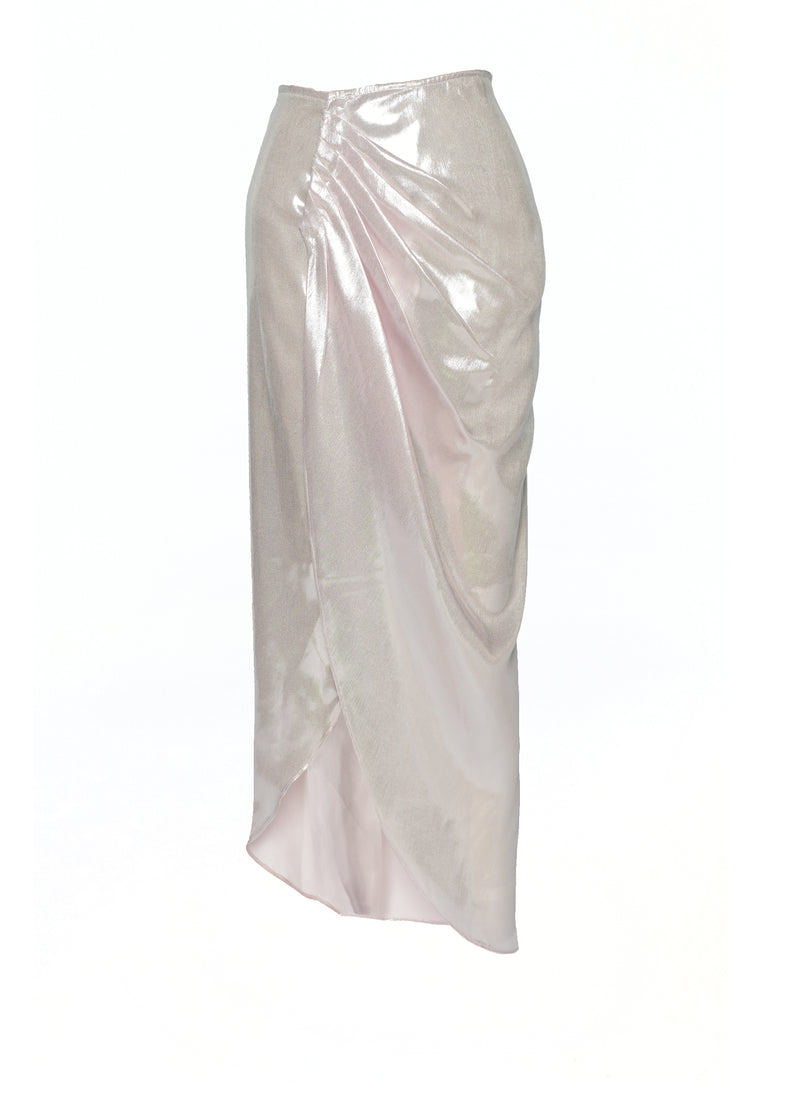 Cascade Skirt In Rose Quartz Lamé