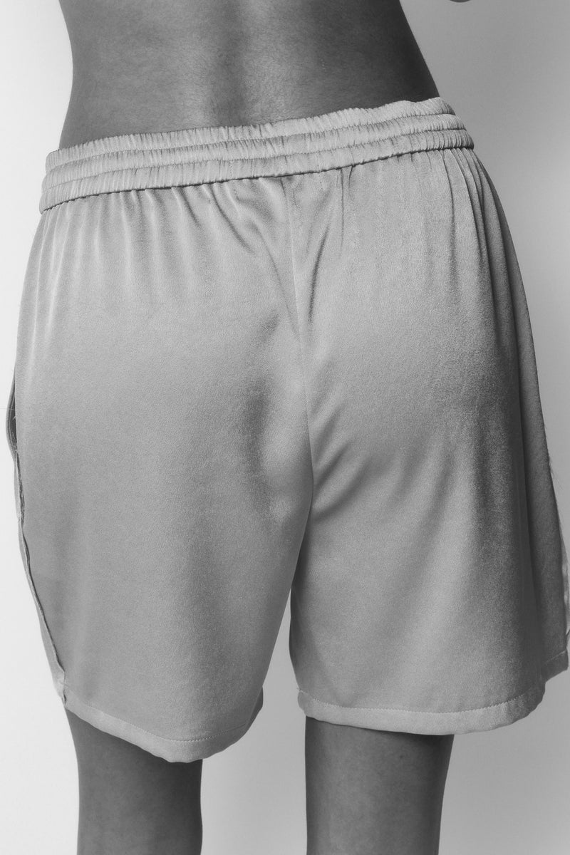 Island Shorts In Navy Pinstripe Crepe