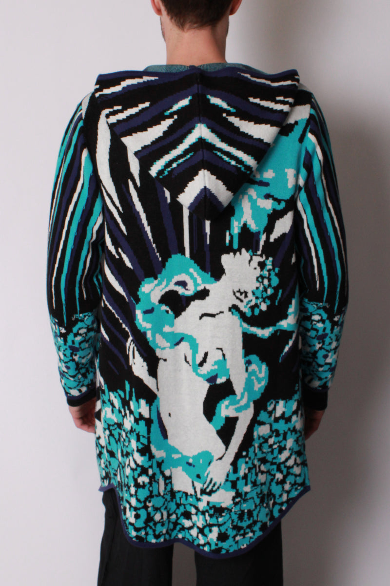 High Priestess Zip Knit Parka in Electric Bliss