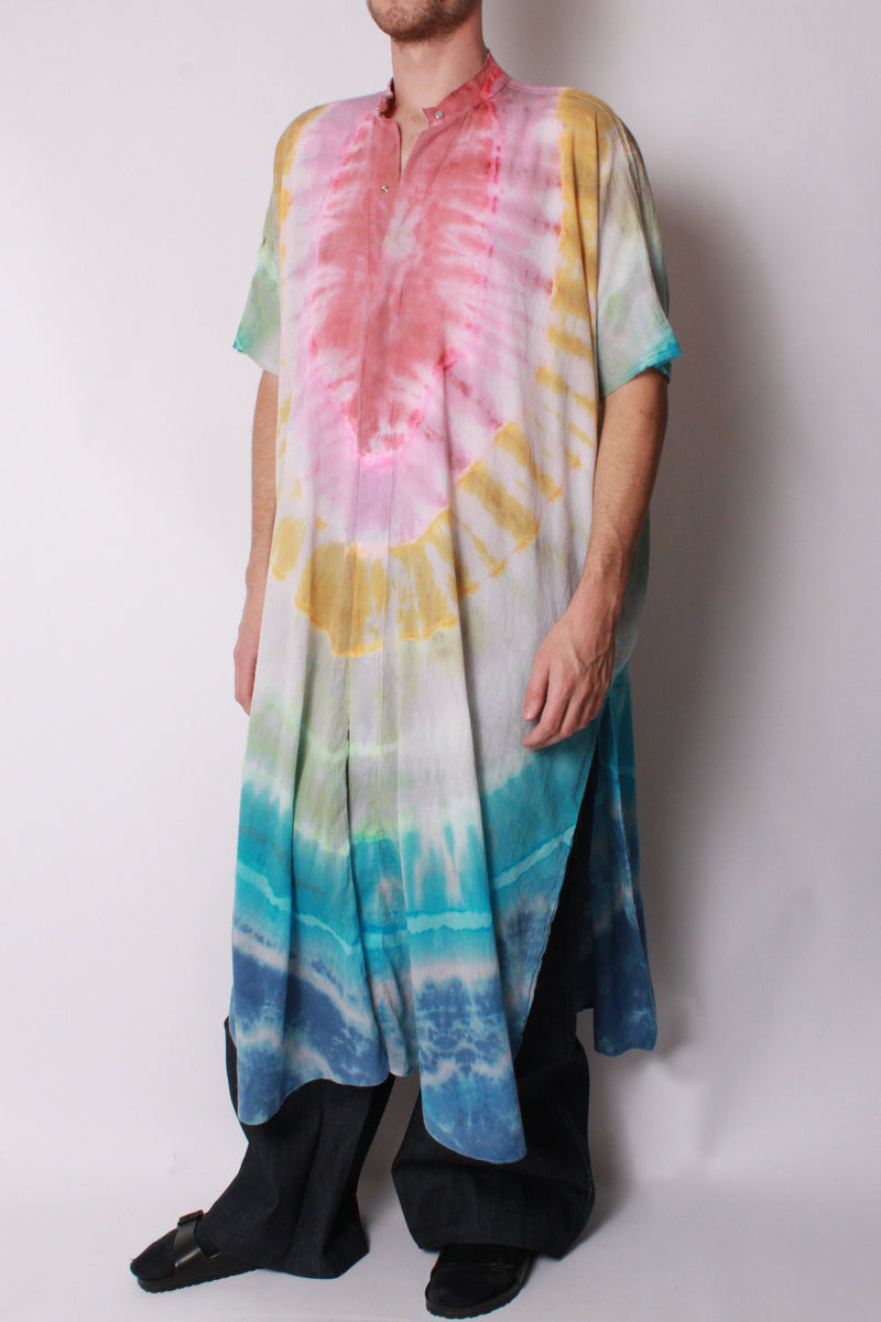 Kaftan Maxi in Cotton Voile Rainbow Tie-Dye