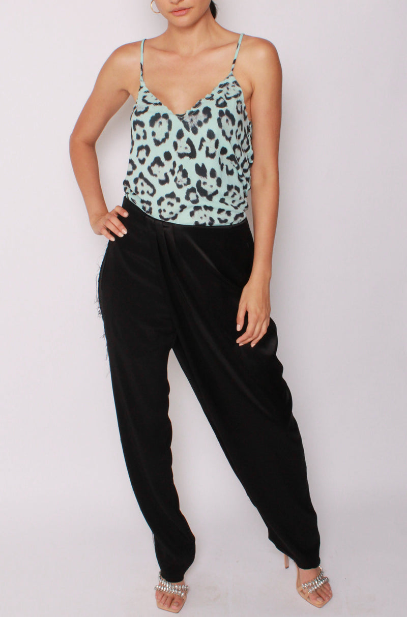 Slip Top in Turquoise Jaguar Crepe