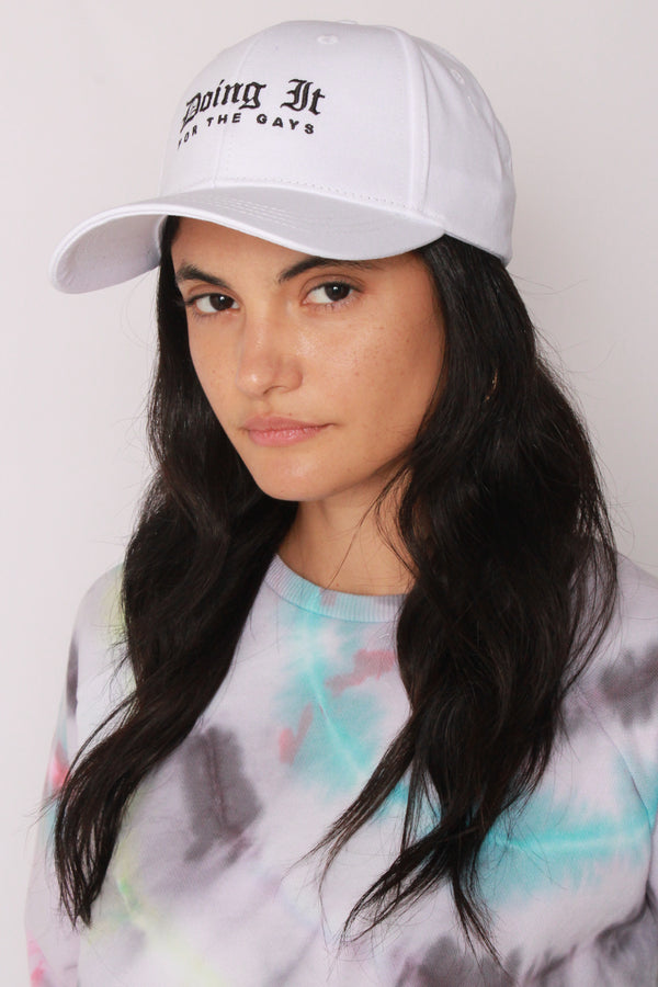 "Doing It For The Gays" Cap In White