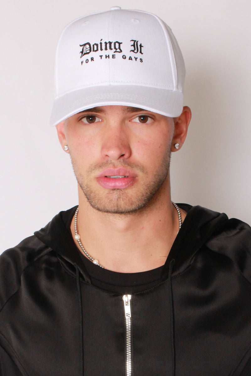 "Doing It For The Gays" Cap In White