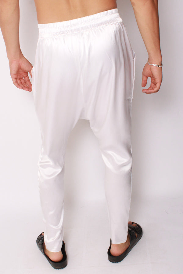 Harem Pant in White Satin