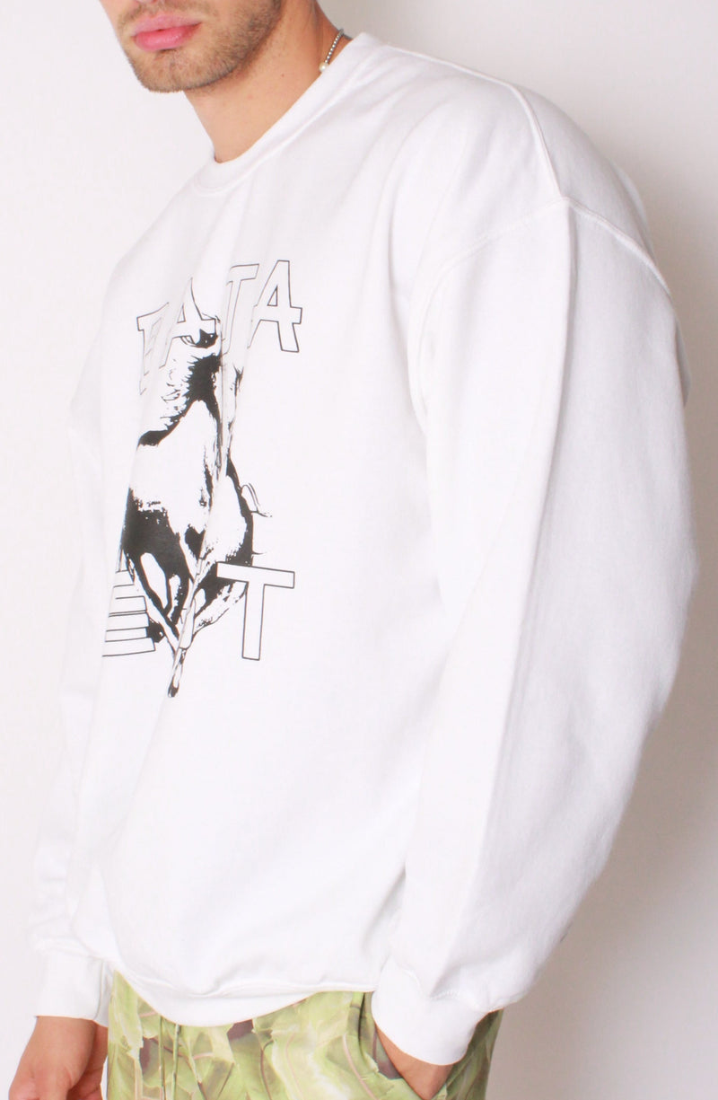 Fleece Crew with Freedom Horses in White