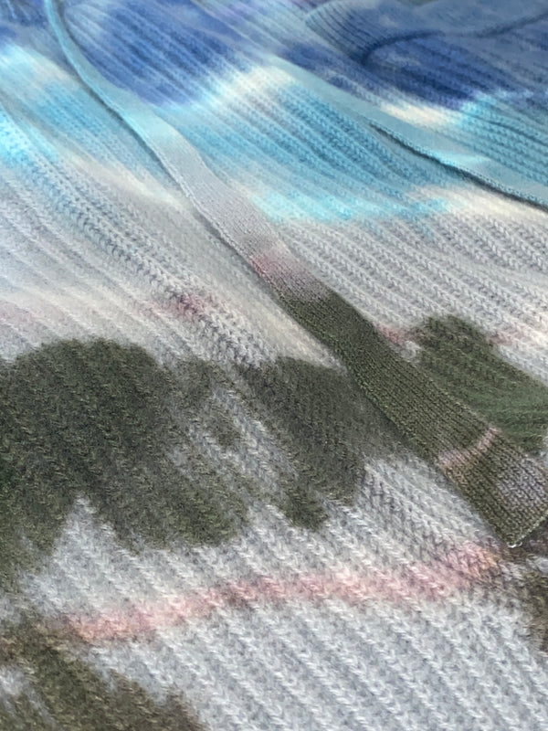 Cashmere Knit Cropped Harem Sweat in Torrey Tie-Dye