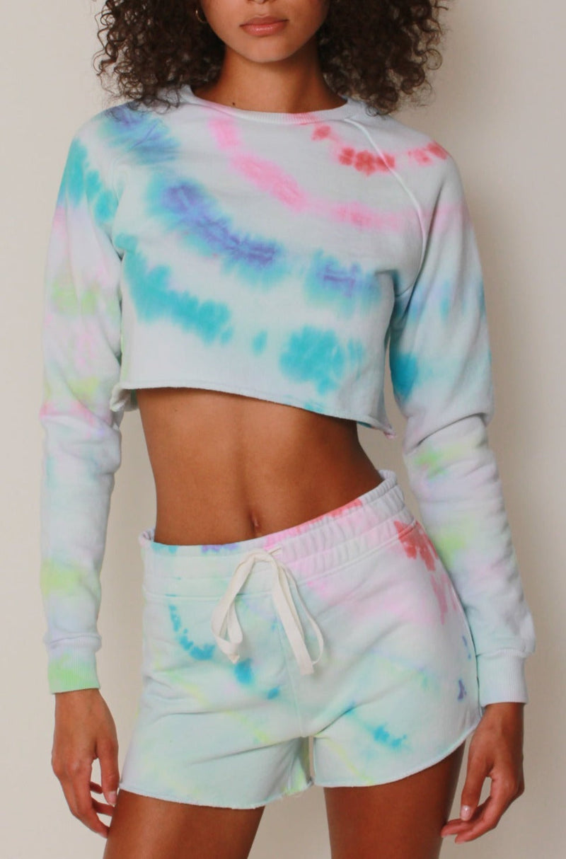 Cropped Crew in Sour Candy Tie-Dye