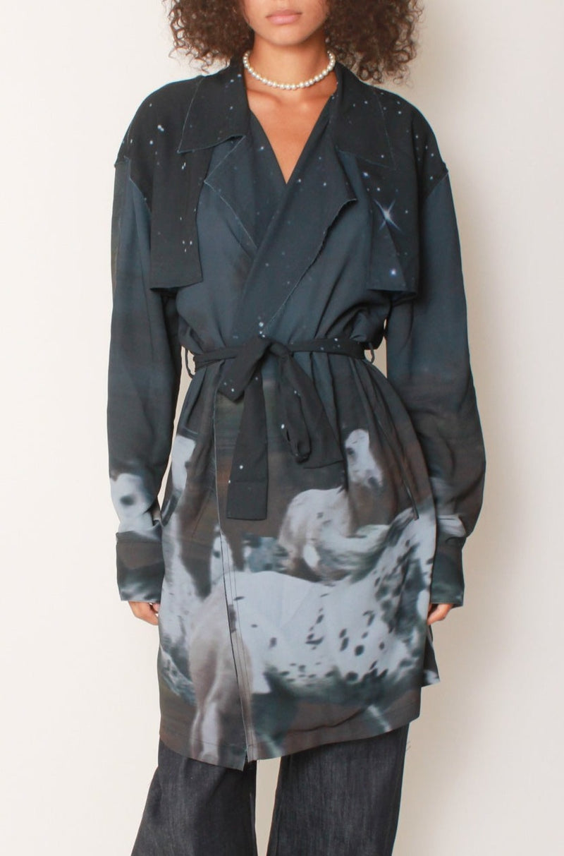 Trench in Midnight Wild Horses Crepe