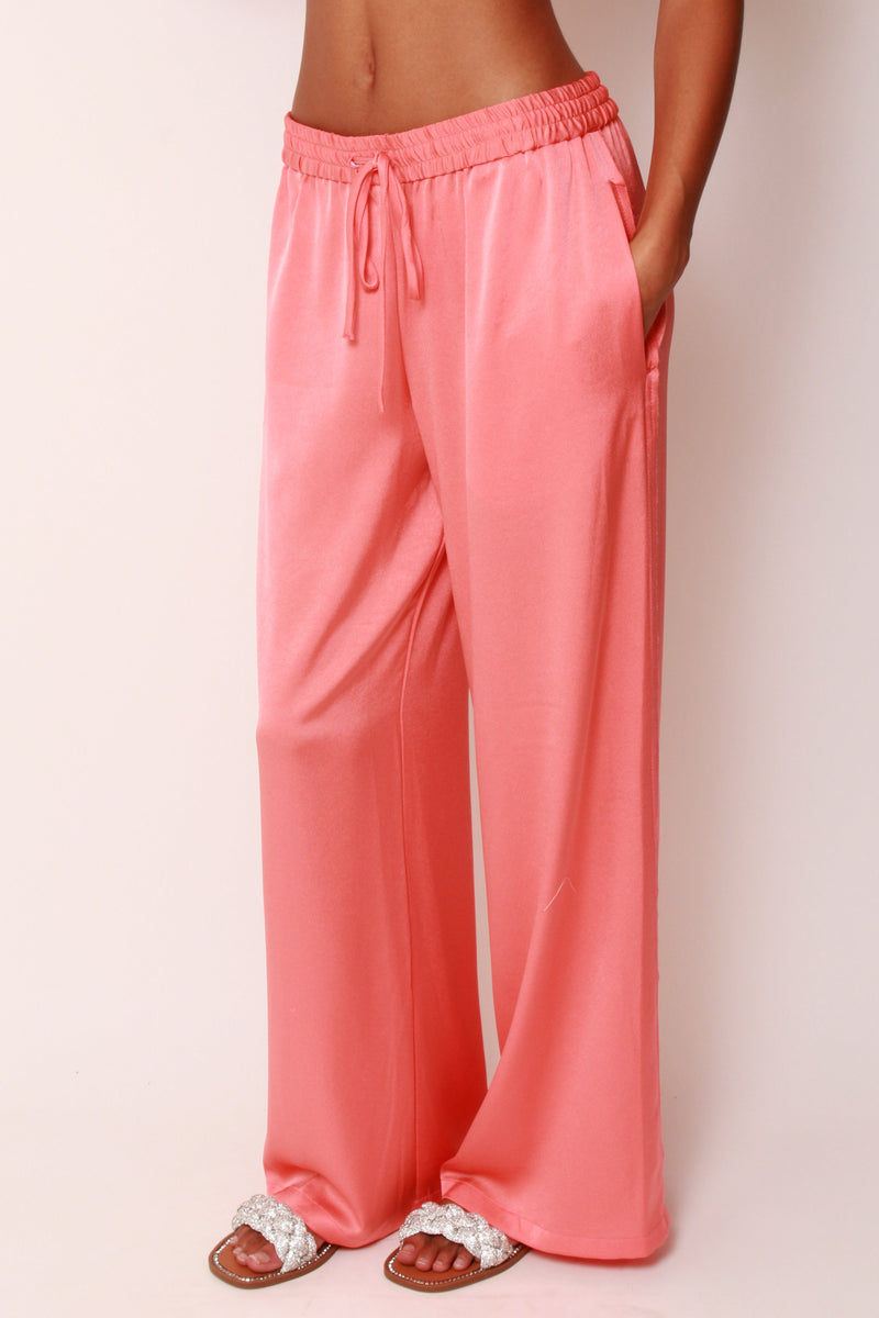 Wide Leg Pants In Coral Crepe – Baja East - Main Image