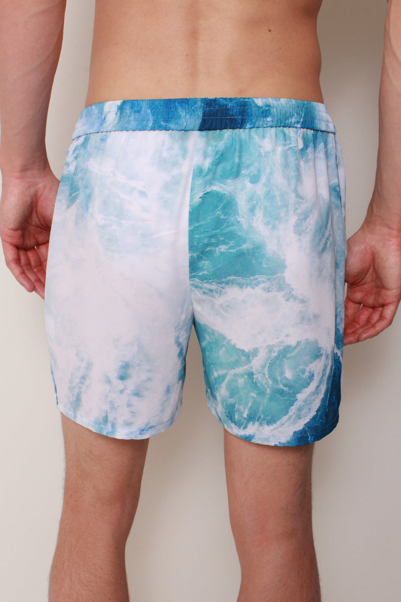 Island Shorts In Pacific Surf Crepe