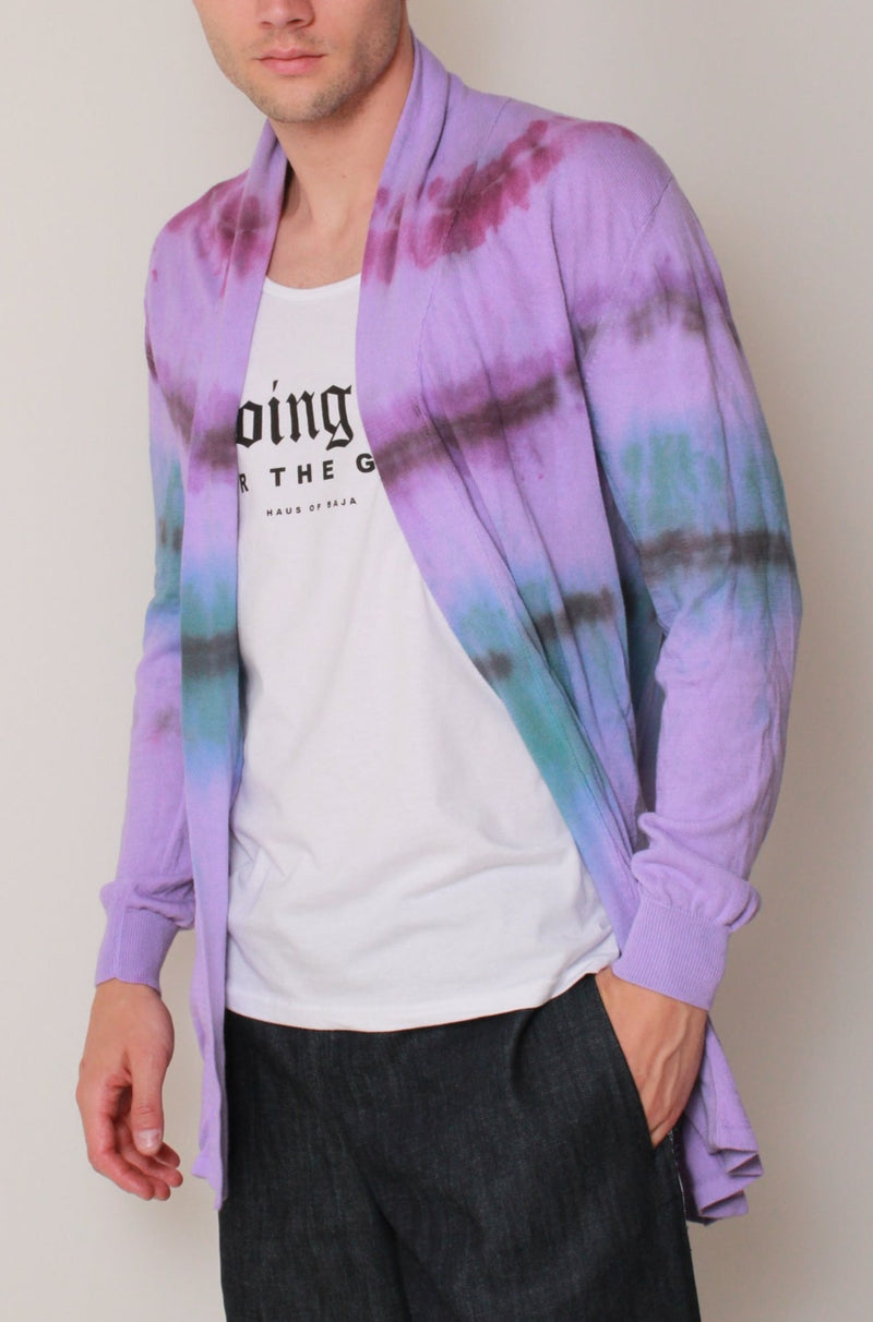 Knit Cardigan in Purple Haze Tie Dye