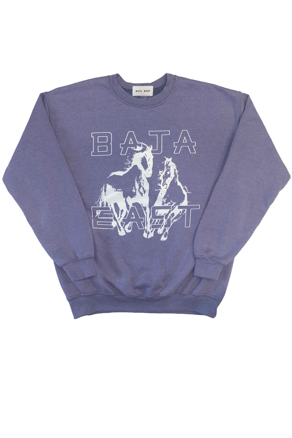 Fleece Crew with Freedom Horses in Heather Lilac