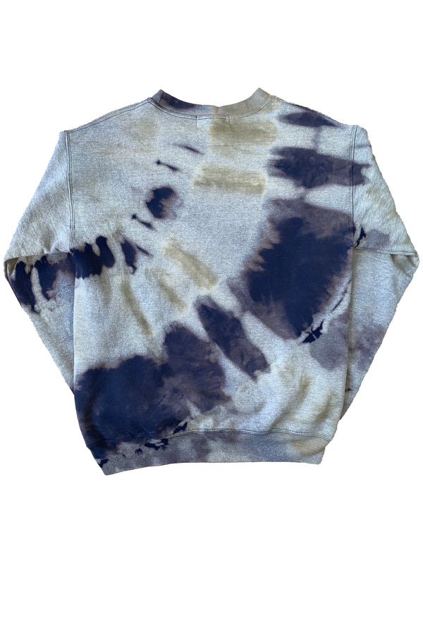 Fleece Crew With Freedom Horses In Bleached Midnight Tie-Dye