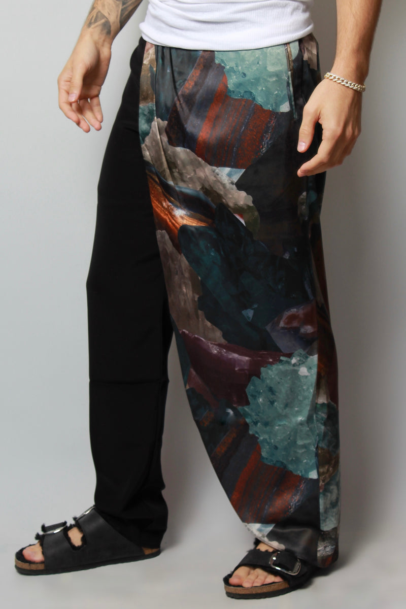 Skirt Pant in Black & Aura Crystal Satin